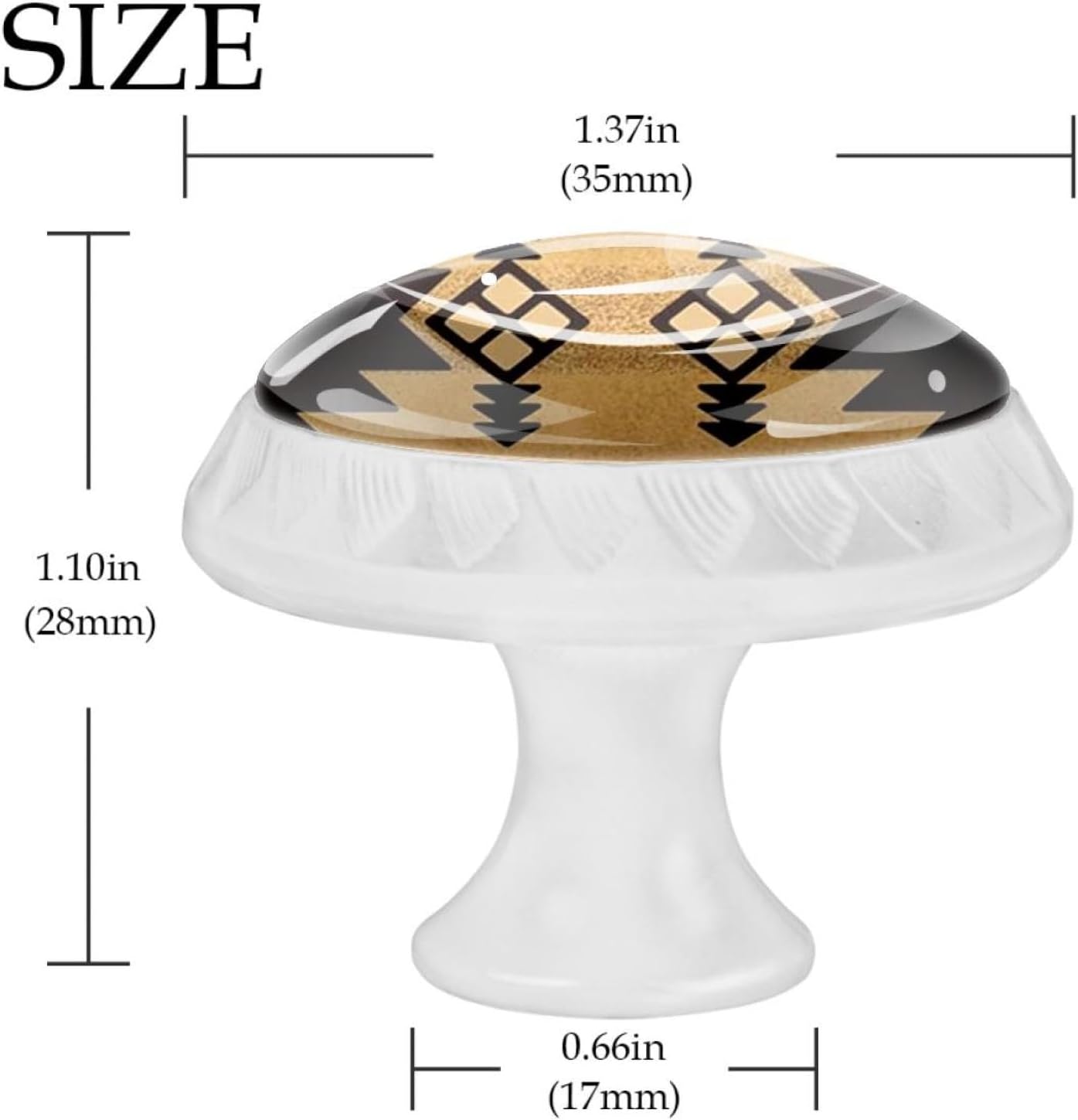 4 Pcs Brown Western Southwest Modern Geometric Abstract Art Glass Drawer Knobs White Dresser Knobs Drawer Pulls Door Knobs Dresser Drawer Handles for Kitchen Wardrobe Cupboard Hardware Furniture