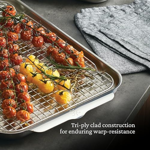 Hestan Provisions OvenBond 2-Piece Medium Sheet Pan & Rack Set (12x15"), Tri-ply Gourmet Stainless Steel - Thumbnail 3