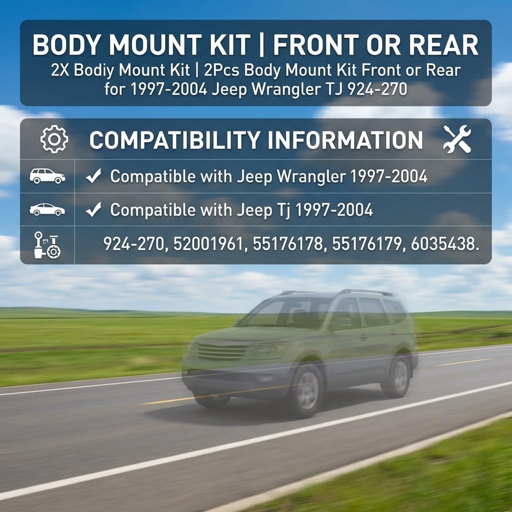 2PCS Body Mount Kit Front or Rear for Jeep Wrangler Tj 1997 1998 1999 2000 2001 2002 2003 2004 924-270