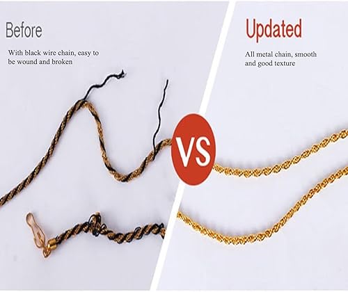 Miniatura 5 de Telescopio binocular de 3 × 25, mango plegable, compacto y ligero con cadena, gafas de ópera con mango para mujeres y niños (dorado)