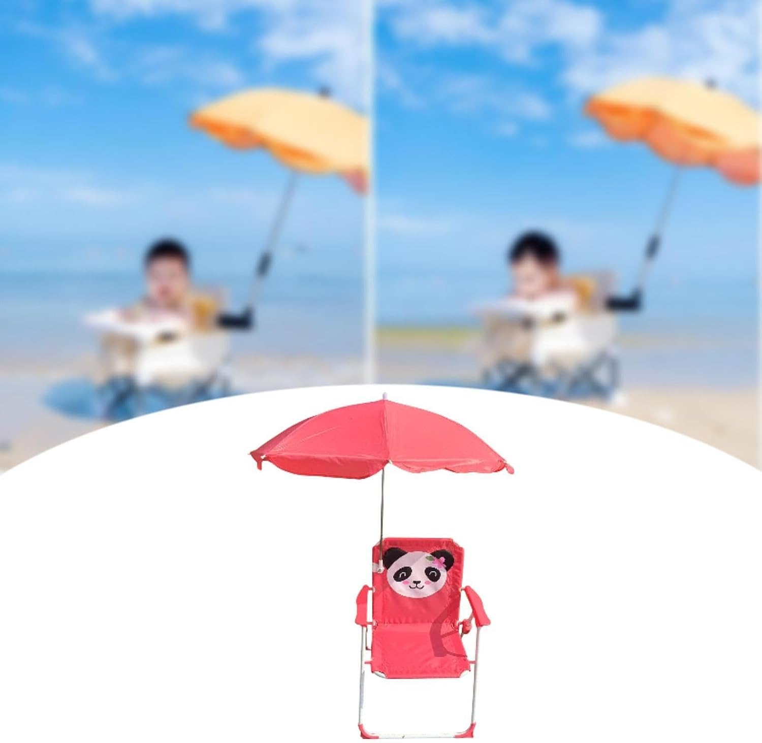 Kids Beach Chair Tent Hiking Kids Seat Sun Protection Outdoor Seating for Sun Lawn, Red