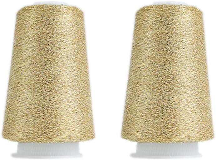 2 Balls Accessory Lurex Yarn, Shining Glitter Metallic Knitting-in Yarn, Sparkle Thread for Knitting and Crochet Sweater Shawl 5000 Yards (Gold Glitter)