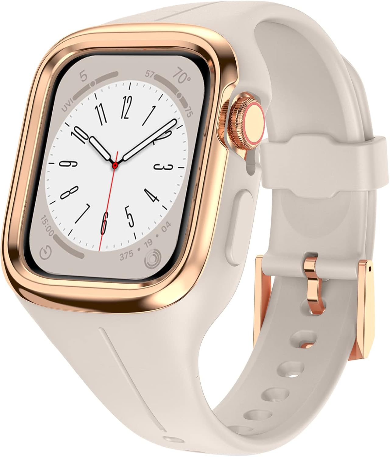 VeveXiao Rugged Case Band Compatible With Apple Watch Band 41mm 40mm 38mm, Sports Silicone Strap With Metal Shockproof Frame Bumper Case For Women iWatch Series 8 7 6 5 4 3 2 1 SE