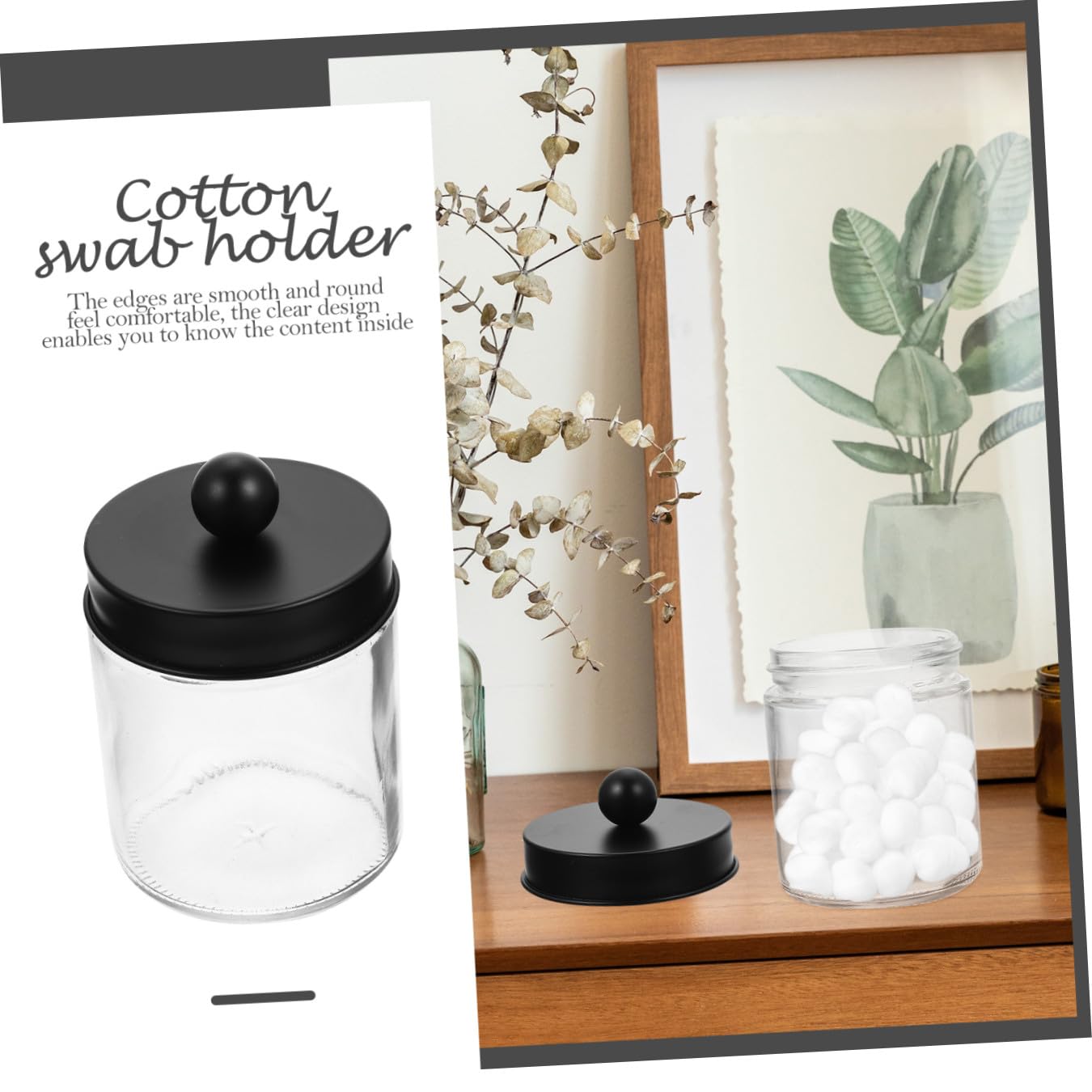 Glas Aufbewahrungsgläser Leichter Wattepad und Wattestäbchen Spender mit Edelstahldeckel 3 Stück-pack mit Glatten Runden Kanten Organizer für Badezimmer für Vanity und Tisch