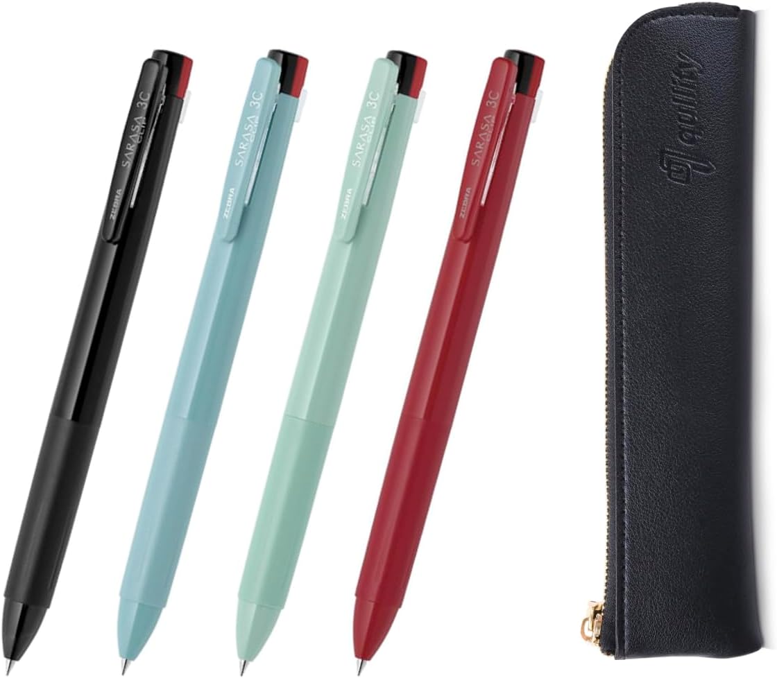 ZEBRA SARASA Clip 3C 0.4mm Multicolor Pen 4 Color Set, qullity original Black slim pen case