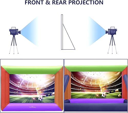 Miniatura 5 de Pantalla de proyector inflable de 14 pies para ver películas de TV en exteriores e interiores, soplador, amarre, estacas, bolsas de arena y bolsa de