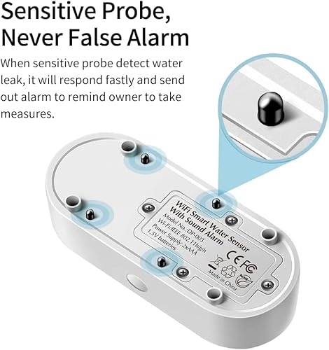 Emylo Water Leak Detector Wifi, 120Db Water Sensor For Leak Wifi With App Notification, Wifi Water Sensor Work With Tuya And Smart Life App For Kitchen, Bathroom, Warehouse, Laundry, Basement #TOP6