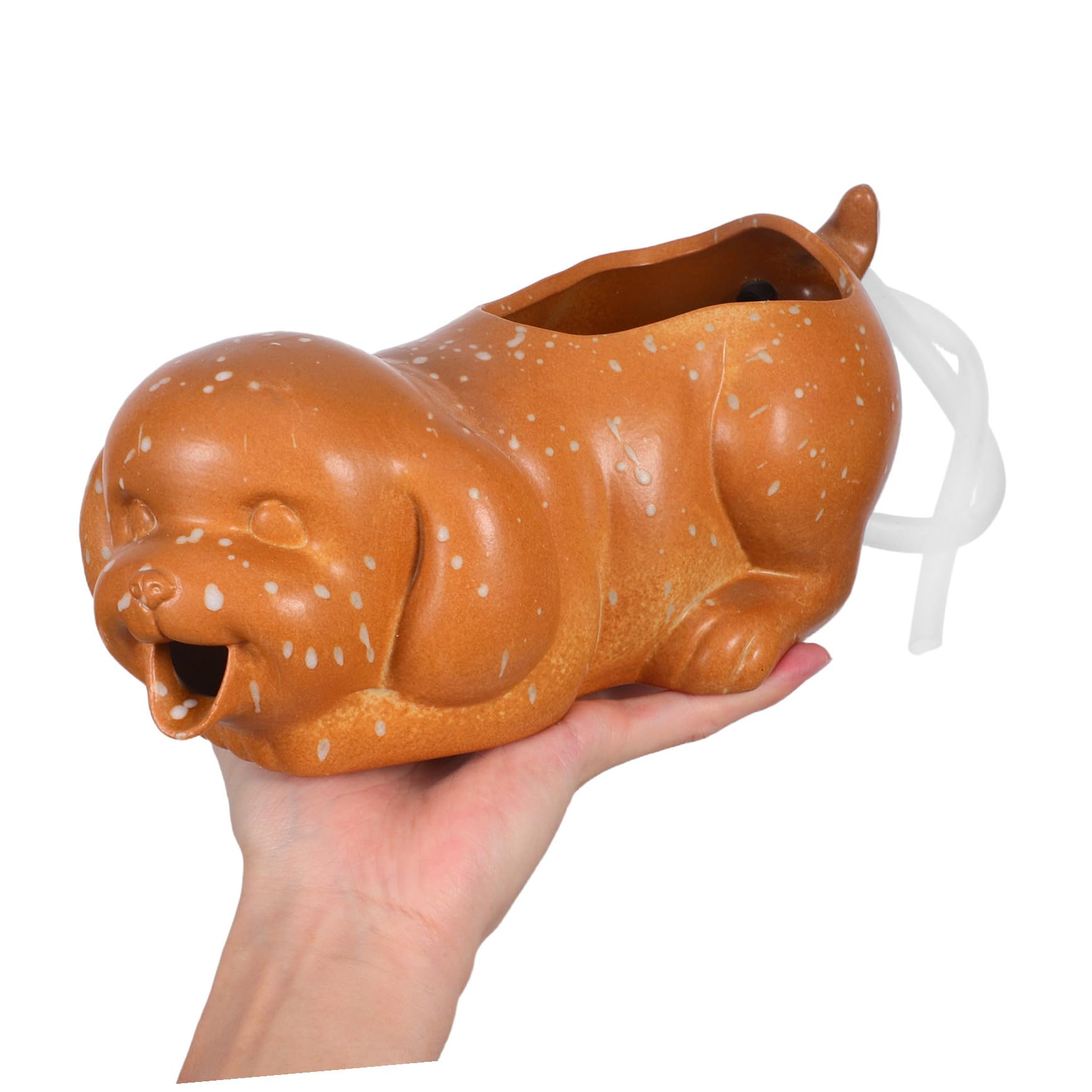 Fontana da Tavolo in Ceramica per Acquario con Statua Cane e d Acqua Decorazione per e Giardino Accessorio Interattivo per Stimolare Attività dei Pesci
