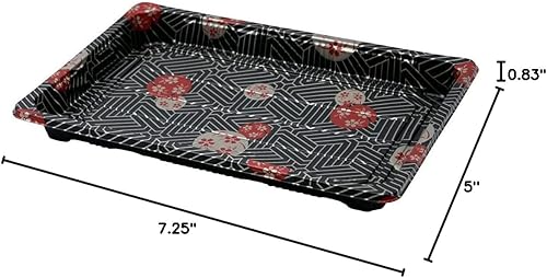 Miniatura 4 de EcoQuality Bandejas de sushi negras con tapas de 7.25 x 5 pulgadas, caja de embalaje desechable de sushi, contenedor de transporte, cajas para