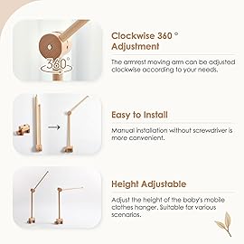 HI BABY MONMENT Crib Mobile Arm - Rotating Baby Mobile Hanger, Natural Beech Wood, Mobile Stand for Crib Nursery Decor, Perfect for Baby Girl or Boys