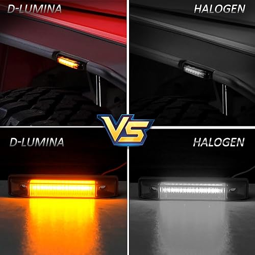 Miniatura 3 de D-Lumina Guardabarros Ensanchados Conjunto de Luz Marcadora Lateral Lente Ahumada Ámbar para Je-ep Wrangler TJ JK JL Guardabarros Ensanchados