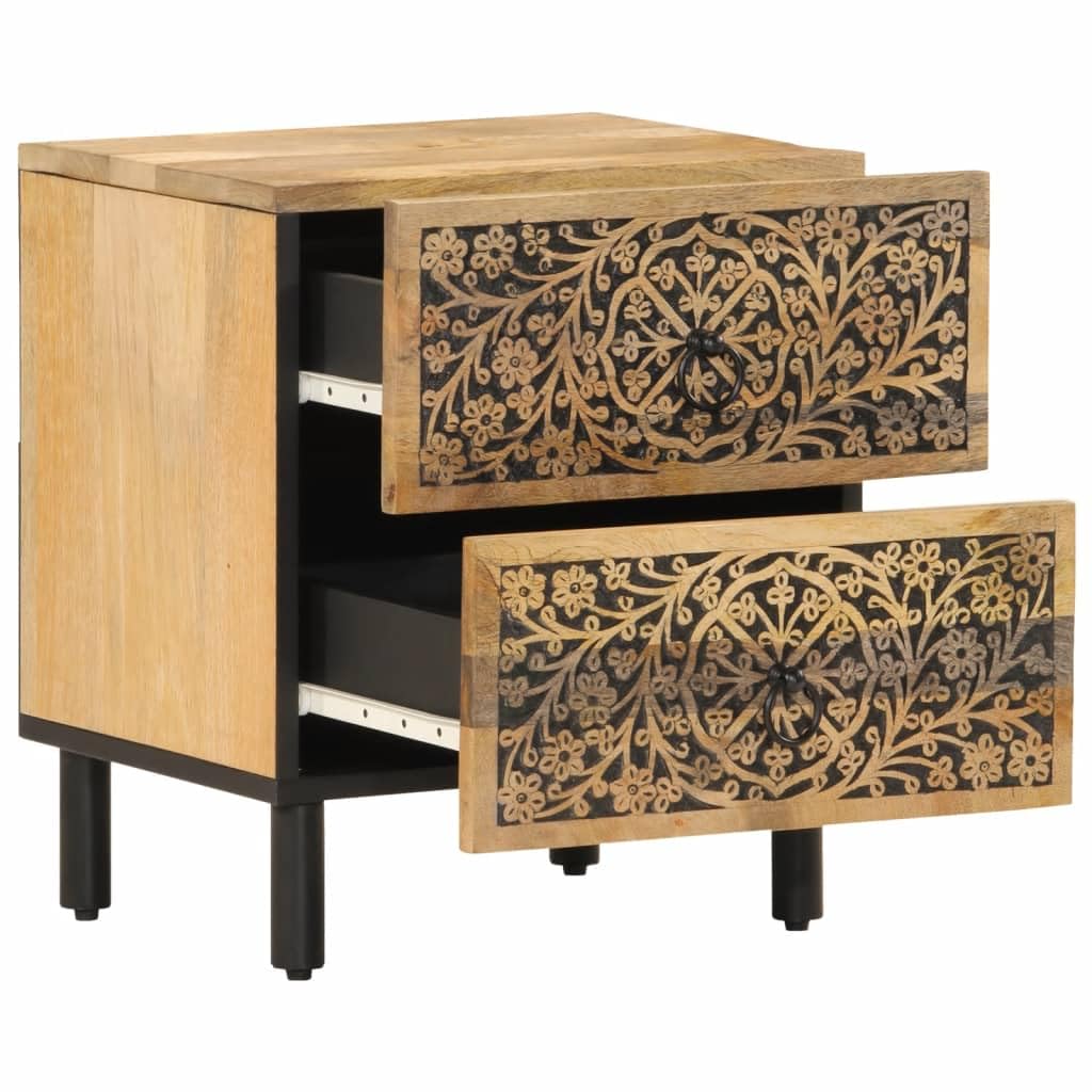 Comodino in legno massiccio di mango, 40 x 33 x 46 cm, stile retrò