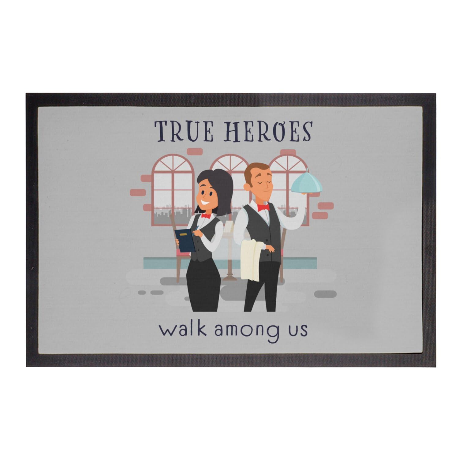 Paillasson gris True Heroes anti-saleté pour l'entrée de votre restaurant