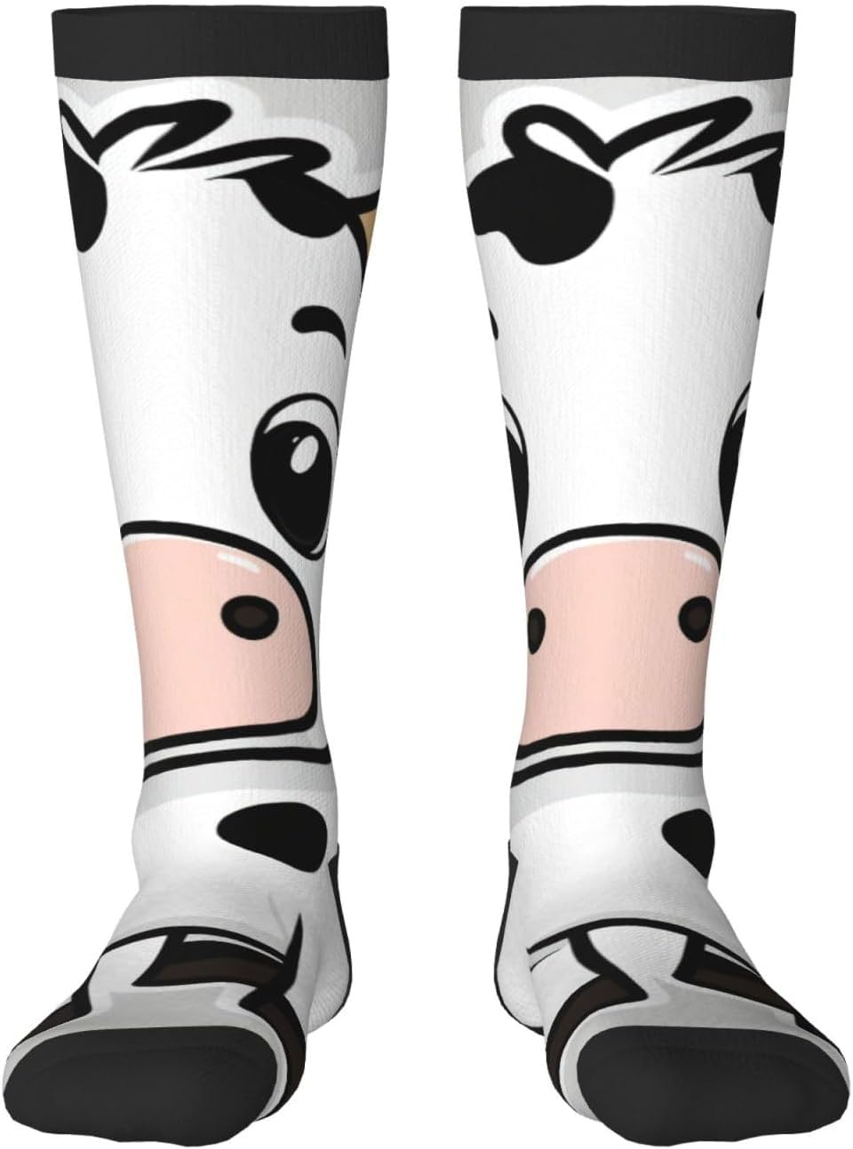 Milk Cow Print Breathable Crew Neck Athletic High Socks,Suitable For Sports,Running,And Travel.