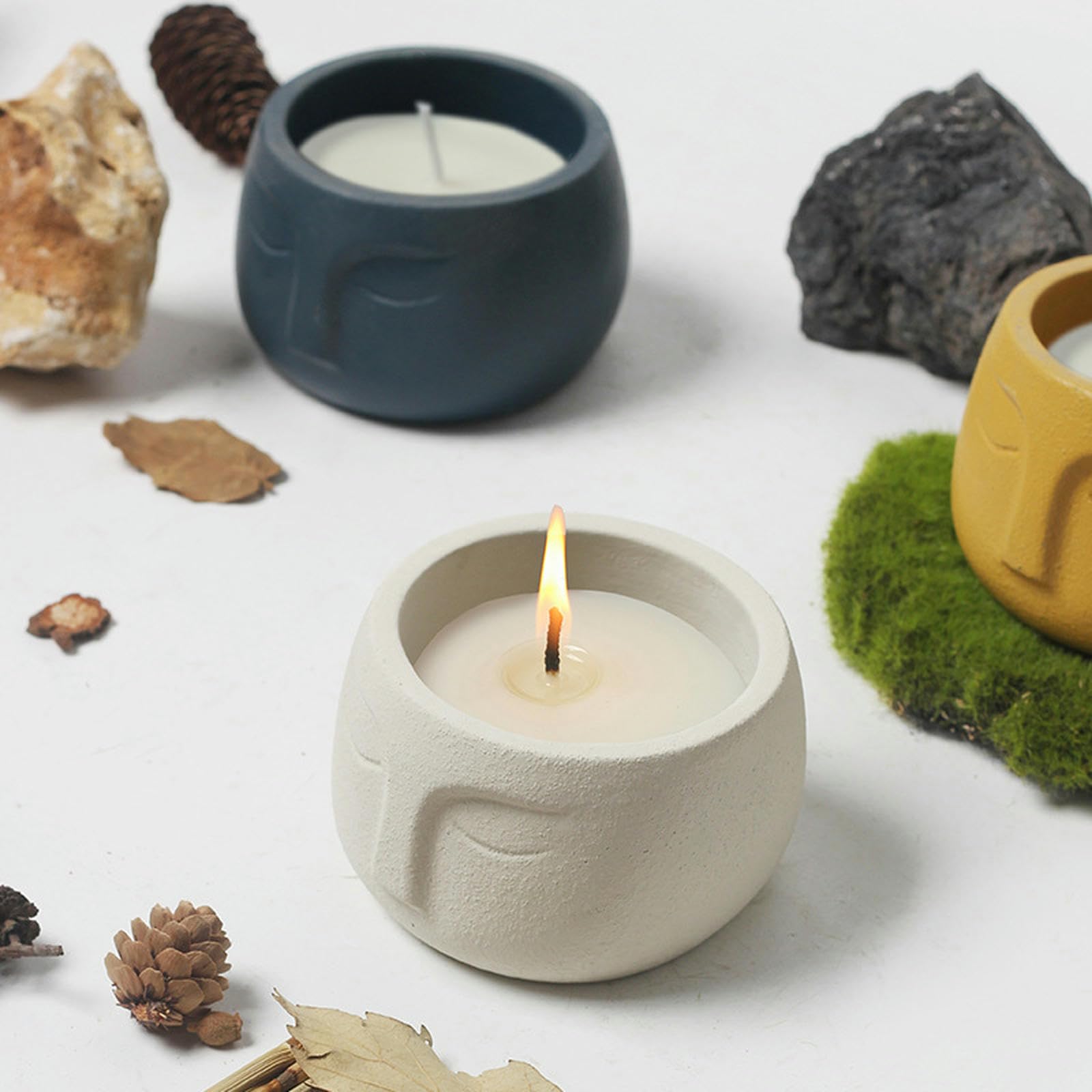 Nordic Simple Cement OW-0387 Duftkerze, für Zuhause, Gesichtstherapie, kann Wachs befüllen, romantischer Duft, Gelb, 2 Stück