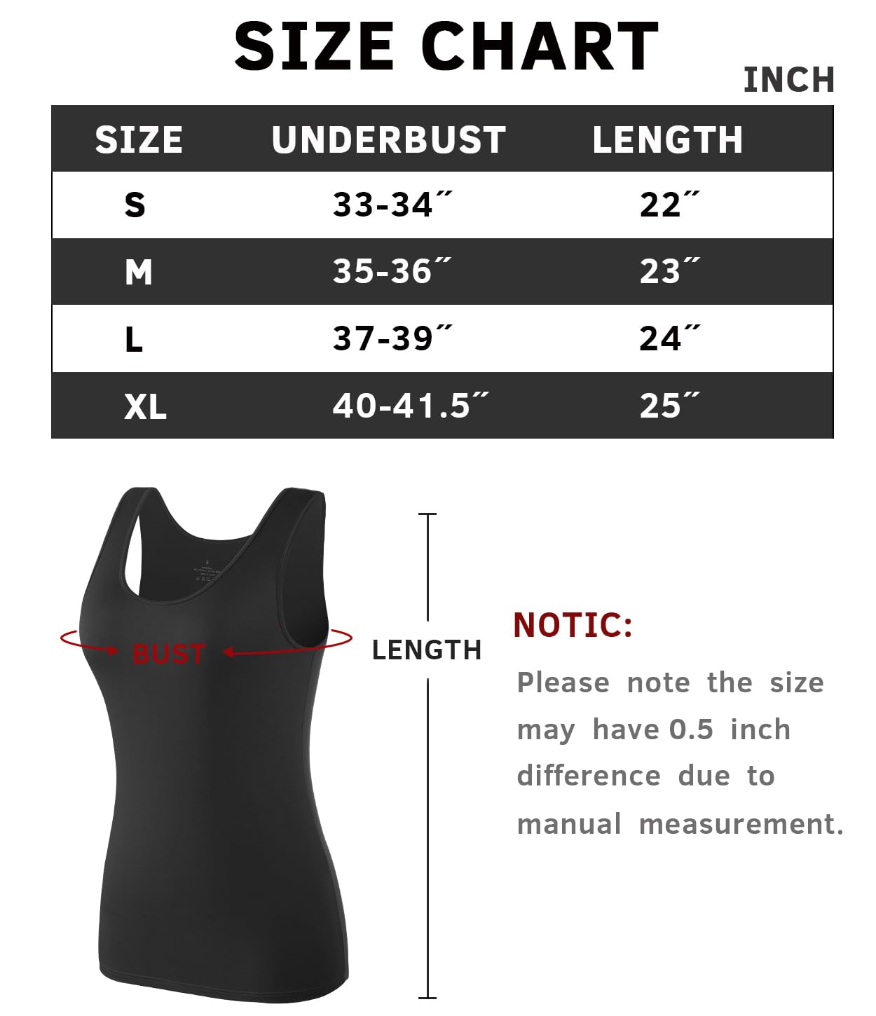 Rosyline Canotte da donna a strati, Nero/Grigio scuro/Nero/Grigio scuro, L