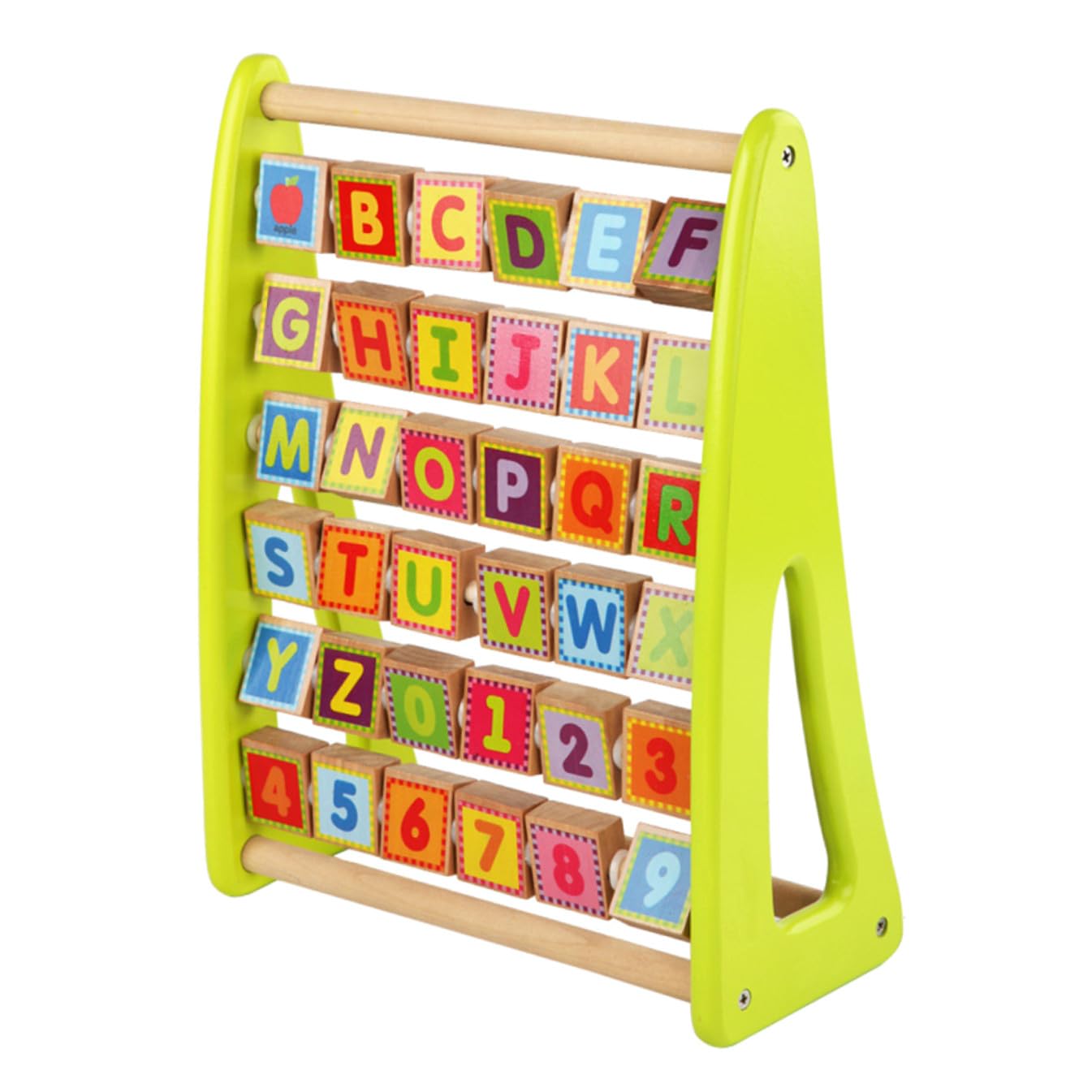 FRCOLOR Juguete de Aprendizaje del Alfabeto y Números para Niños, Estante Educativo de Madera Tamaño Mediano, Color Verde, Desarrollo Cognitivo y Motricidad Fina, Adecuado para Enseñanza