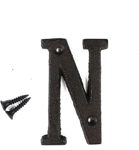 Letras del abecedario de 3" en metal de hierro fundido decorativas, estilo clásico, para colgar letreros de pared, dirección, nombre, letrero con la