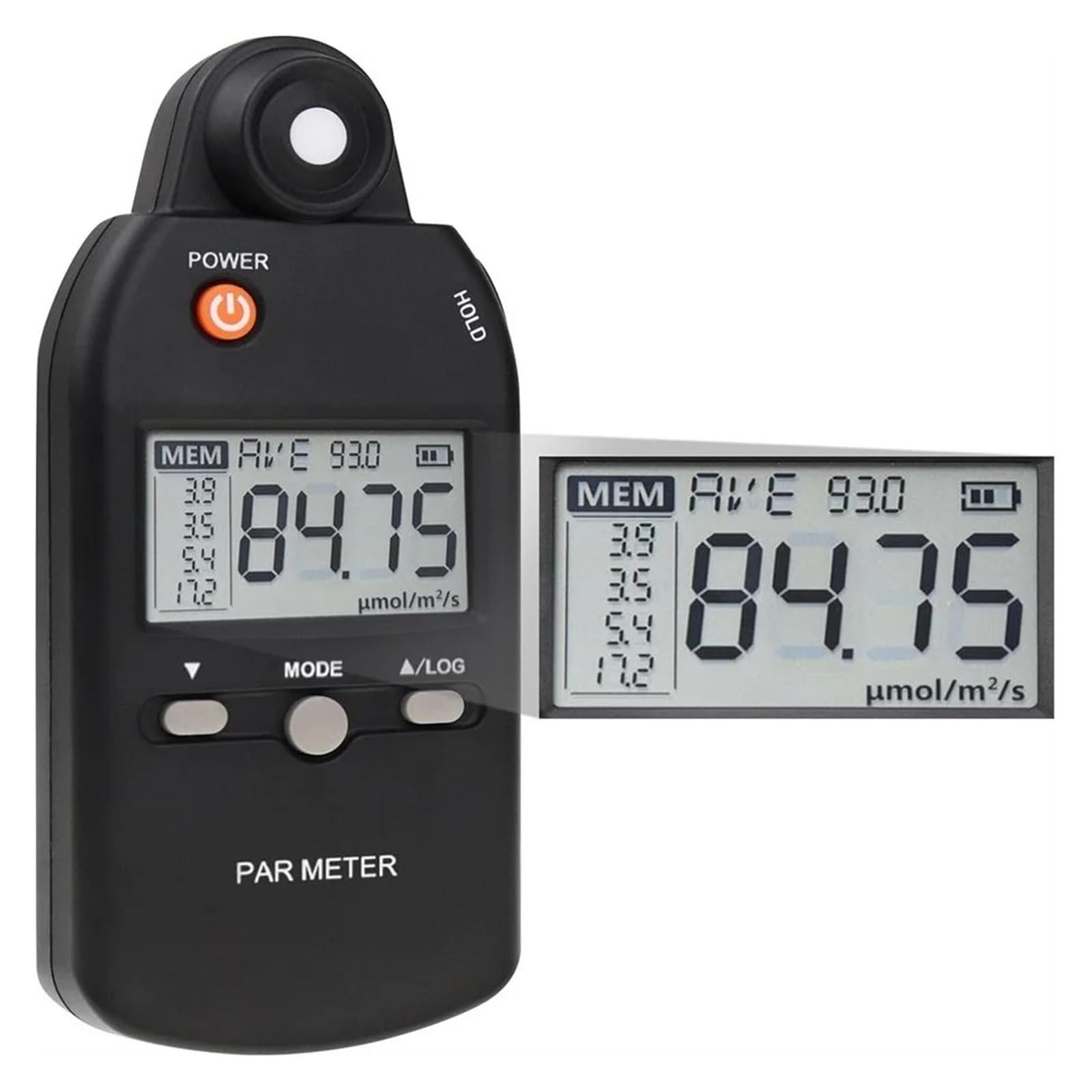 Spectrometers, 400-700nm Wavelength Portable Light Flux Meter Radiometer PPFD Measuring Intensity Spectrometer Illuminance