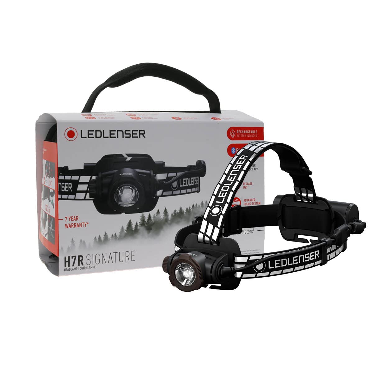 Ledlenser H7R Signature Premium Torcia Frontale LED, Ricaricabile, Impermeabile IP67, 1200 Lumen, Bluetooth, dimmerabile, Portata Luminosa 260m, Cavo di ricaricamagnetico USB