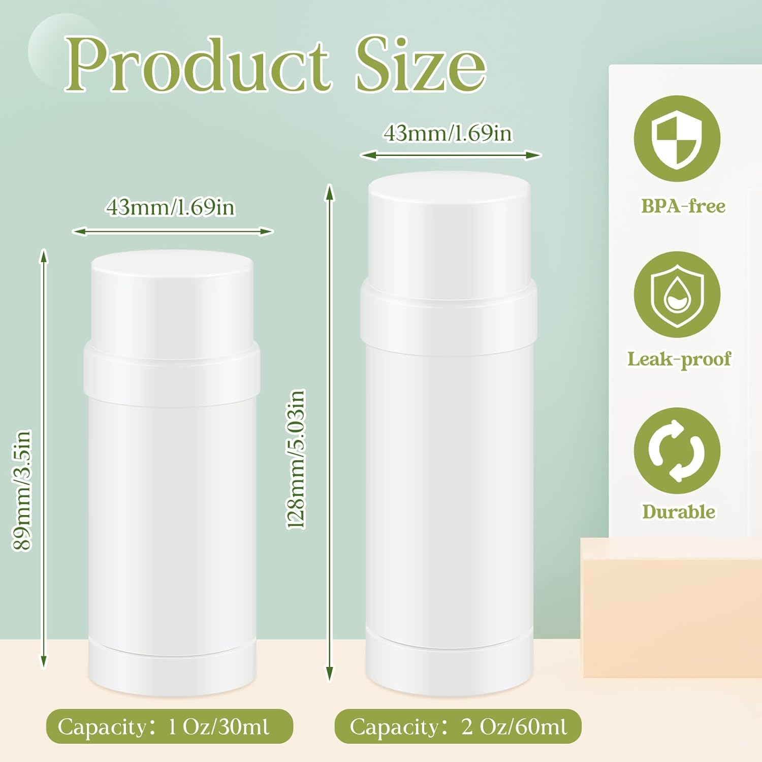 Teenyyou 50 Pcs 60ml/2oz Empty Deodorant Containers Twist Up Plastic Filling Bottle Refillable Deodorant Holder Tube for Homemade DIY Lipstick Sunscreen Balm Lotion Bar (White)