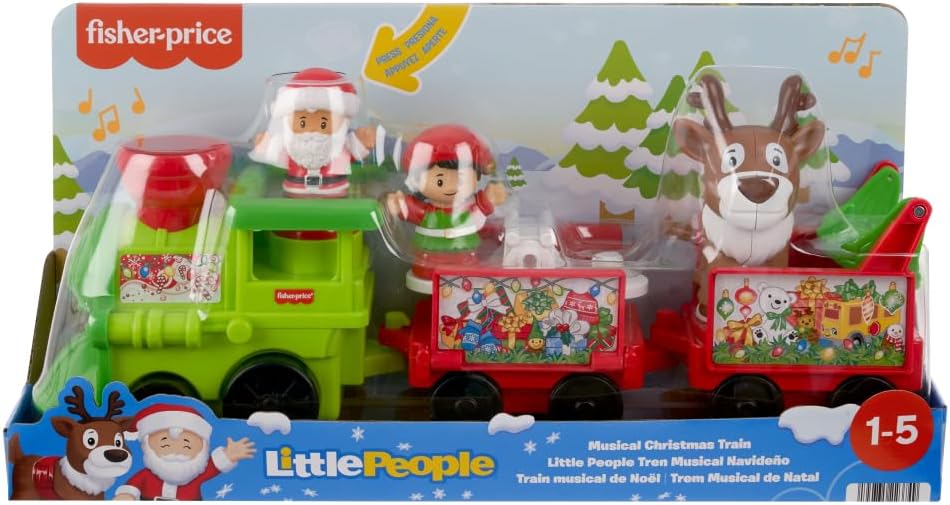 Fisher-Price Little People Toddler Toy Musical Christmas Train with Santa Elf & Reindeer Figures for Pretend Play Kids Ages 1+ Years - Image 6