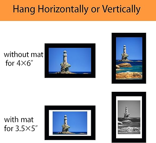 Miniatura 5 de Juego de 5 portarretratos de 4 x 6, para galería de fotos de 3.5 x 5 pulgadas con paspartú o 4 x 6 sin paspartú, marcos de fotos para galería de