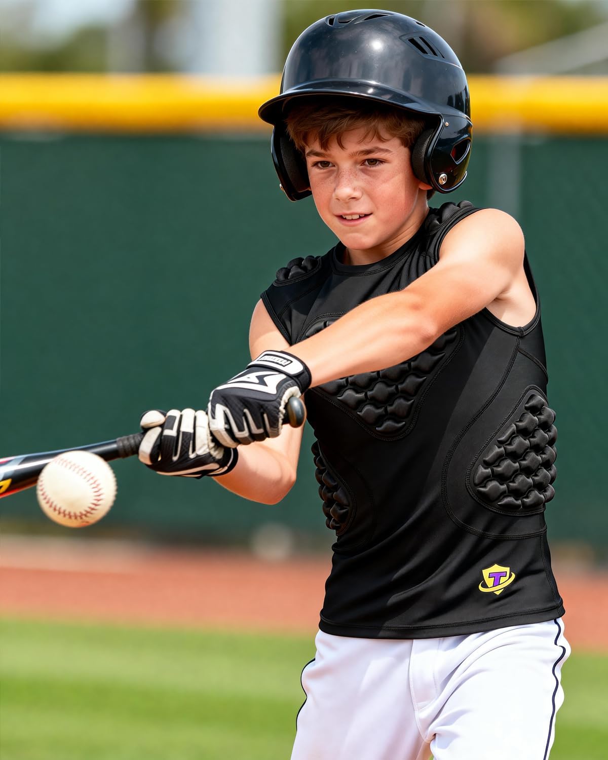 Youth Padded Compression Shirt Vest Rib Chest Protector Football Baseball