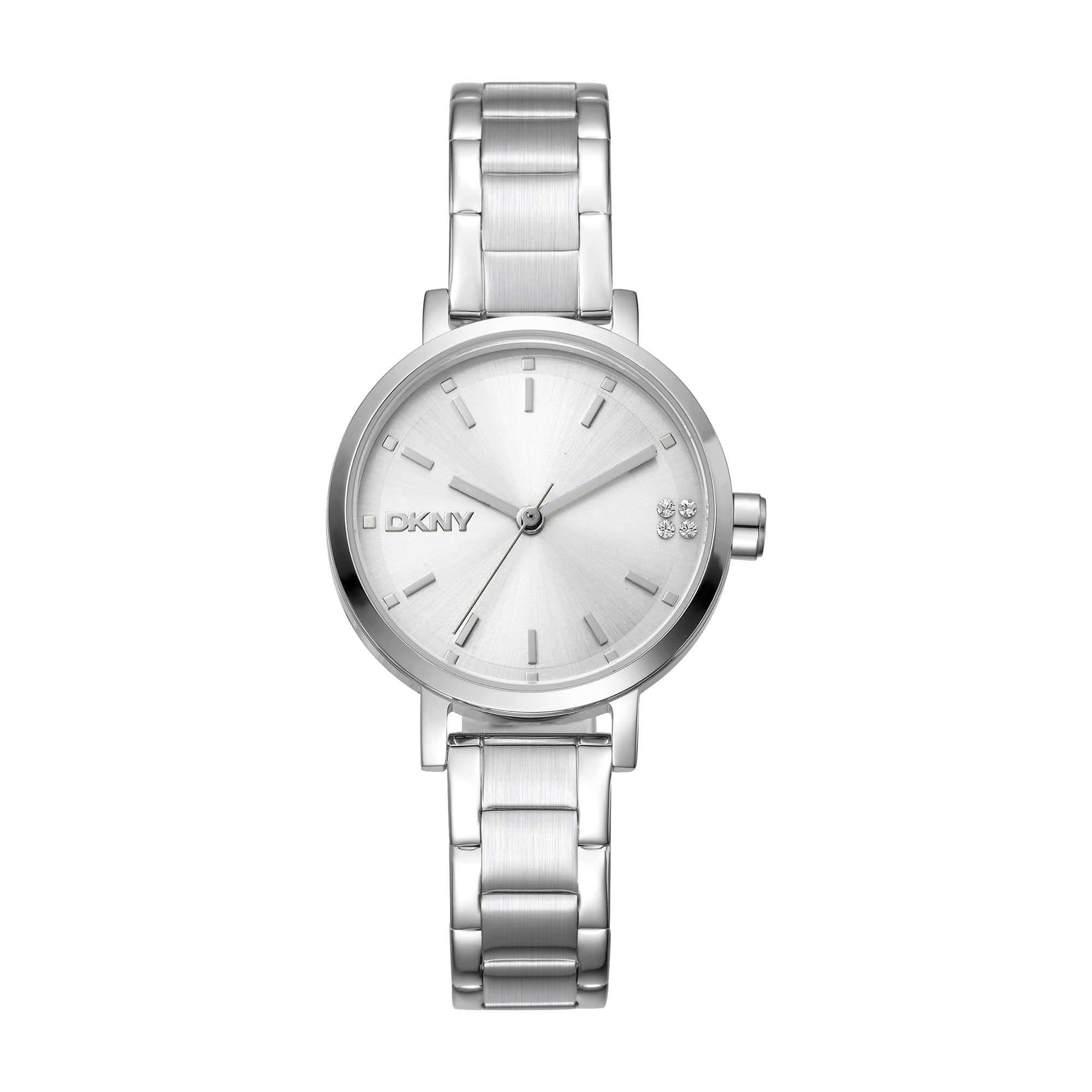 DKNY Soho Glitz Quartz Watch 5 ATM, Silver, Standard Size, Modern
