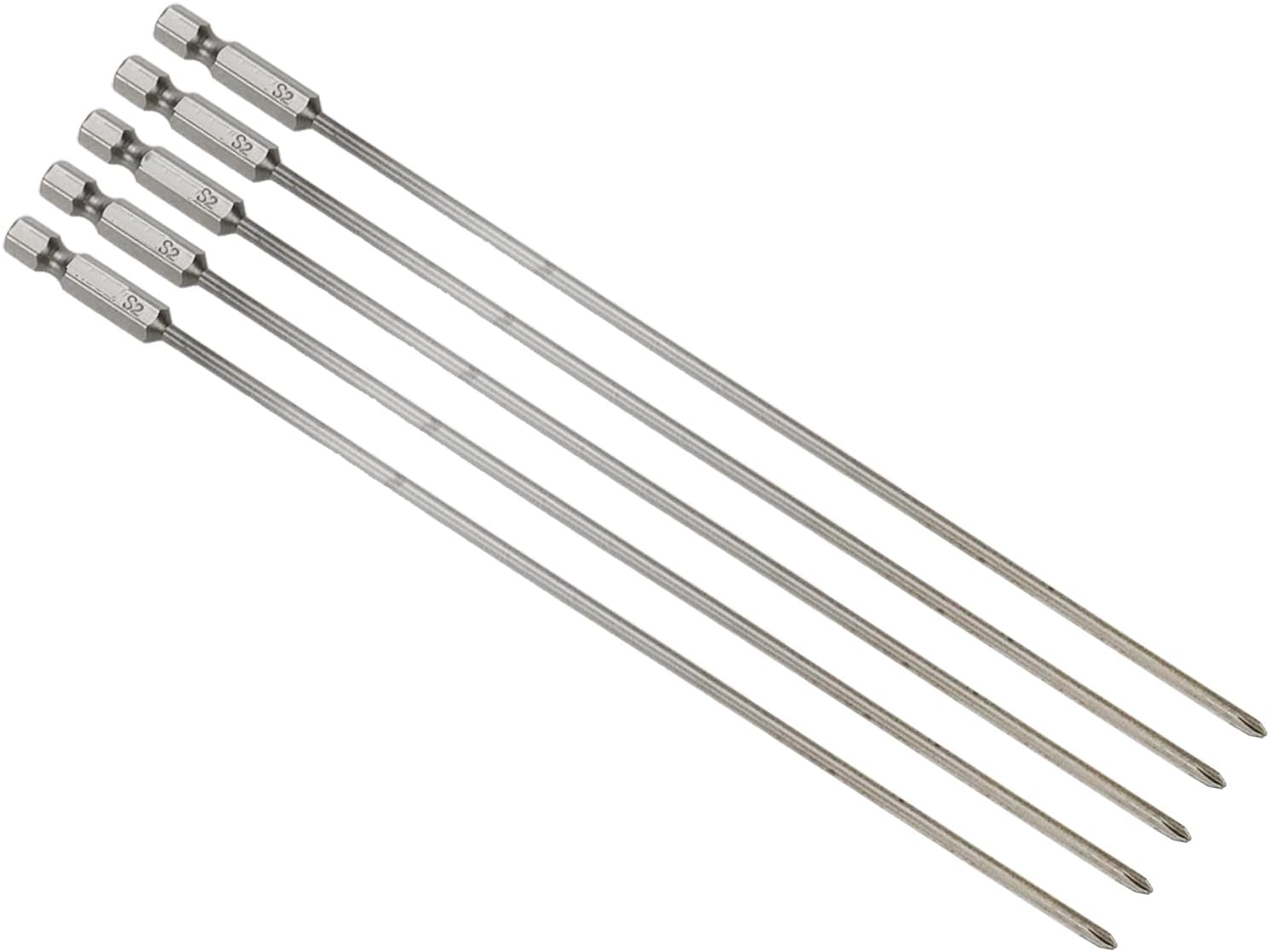 Rocaris 10-Piece 1/4 Inch Hex Shank SQ2 Square Screwdriver Bits - 6 Inch Long Magnetic Pocket Hole Jig Bits For Drills & Drivers