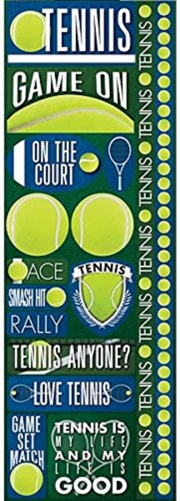 Reminisce Signature Series Cardstock Combo Stickers, 4.25 by 12-Inch, Tennis