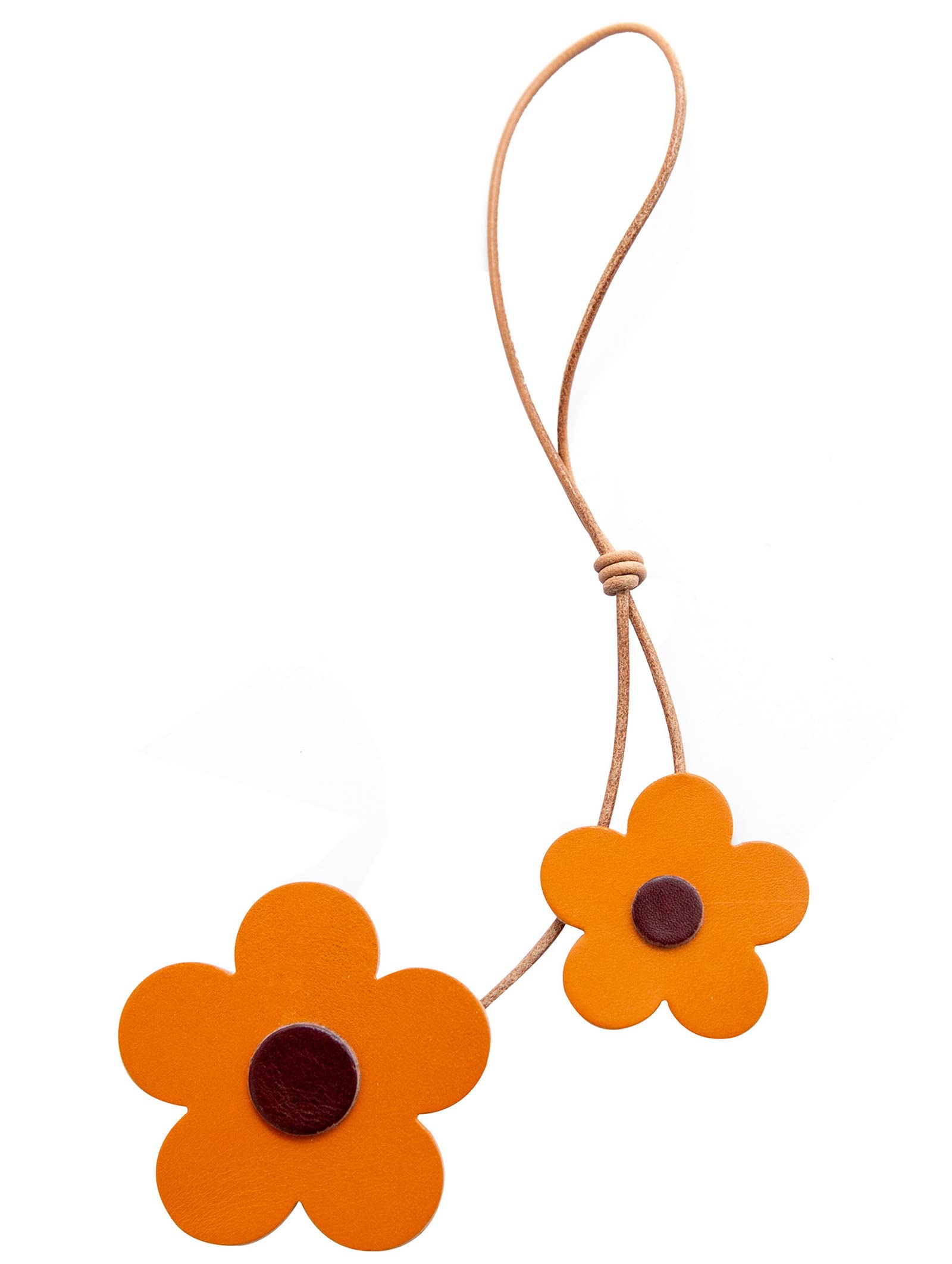 GiftaleWomen's Flower Bag Charm Genuine Leather Flower Keychain Car Key Fob Boho Purse Accessories