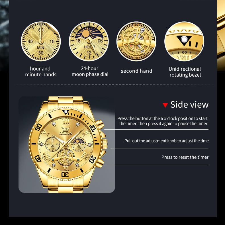Image of OLEVS Watches for Men Chronograph Luxury Dress Stainless Steel Wrist Watch