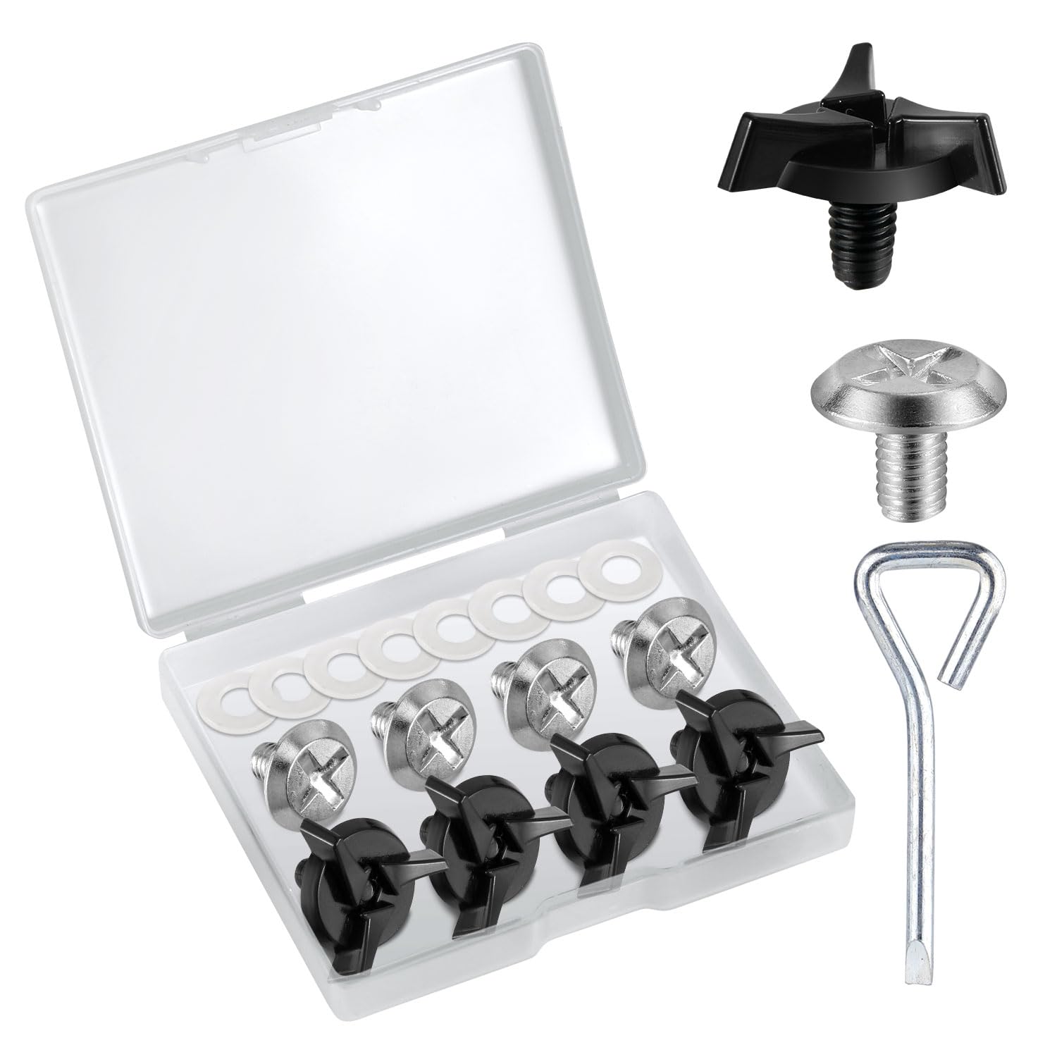 Gosknor 8pcs Motorcycle Helmet Screws with 8 Silicone Washer, Helmet Visor Screws Motorcycle Helmet Visor Clip Motorcycle Helmet Hardware Accessories for Motorcycle Motocross Helmet (Black, Silver)