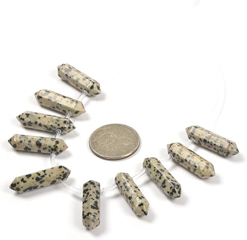 Vista 141 de Cuarzo rosa de 1.28 pulgadas (1.260 in) con piedras preciosas naturales hexagonales para hacer joyas, cuentas de curación de reiki de chakras