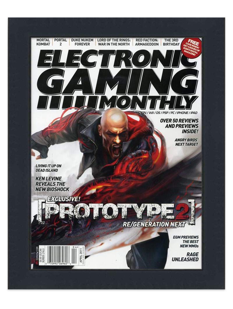 Electronic Gaming Monthly EGM Magazine Solid Wood Frame - Acrylic, Backing, and Hardware - Display Any Magazine Measuring 10x12