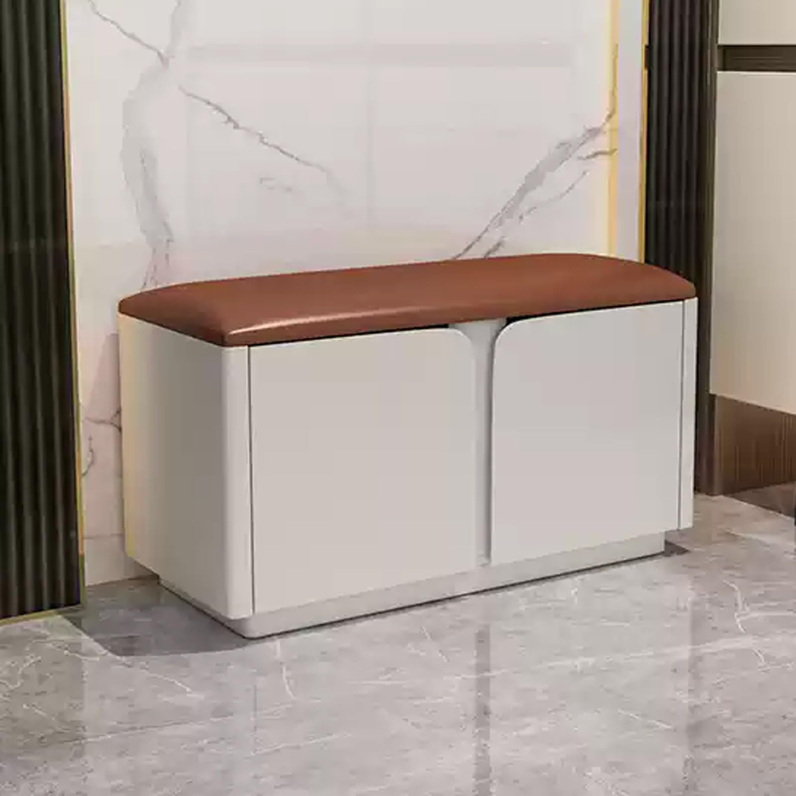 Banc de rangement pour ranger les chaussures dans une entrée étroite