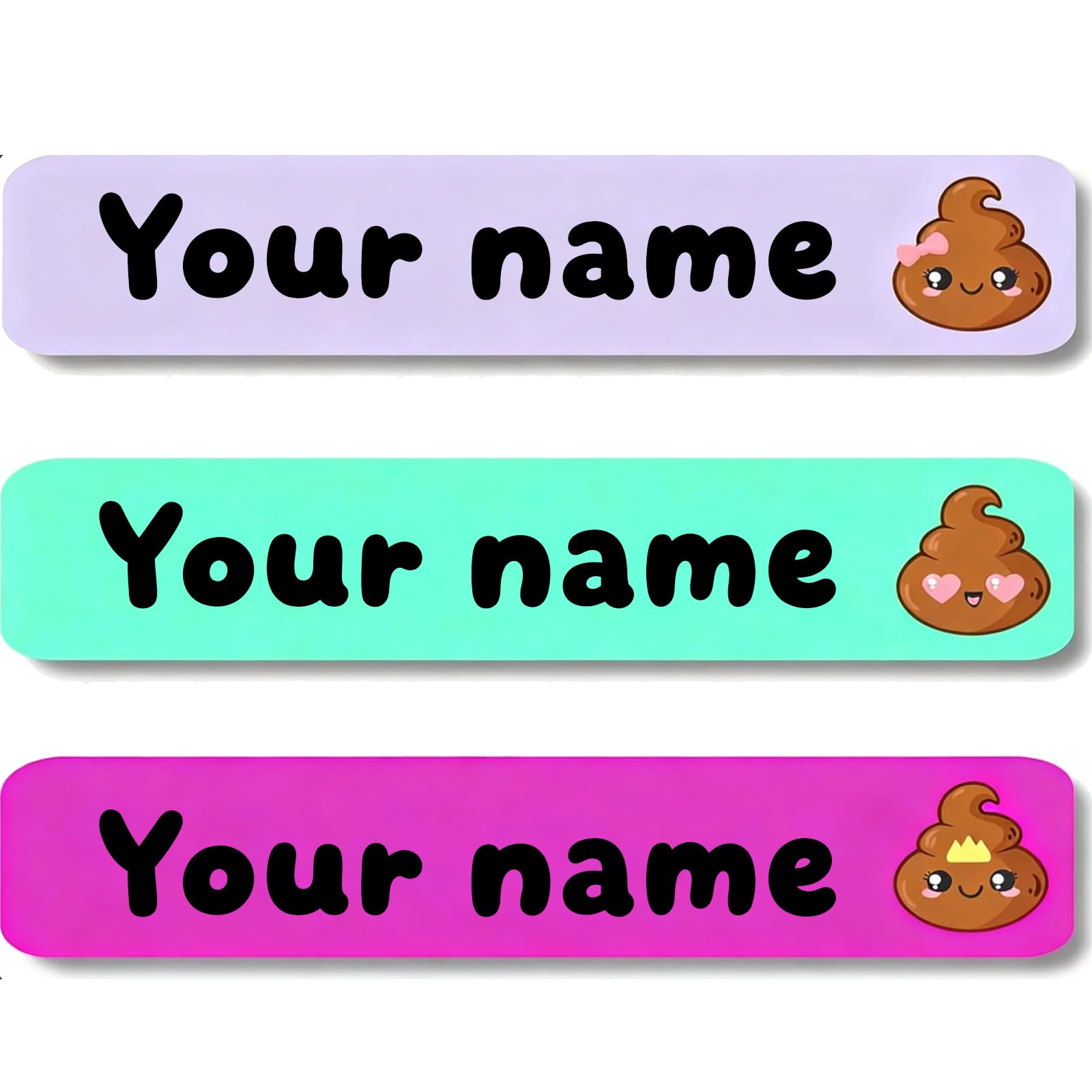 Personalized Waterproof Name Stickers for Kids, Washable Clothing Labels, Durable Name Tags for School, Kindergarten, Lunch Boxes, Books, Toys – Ideal Back to School（Happy Poop）