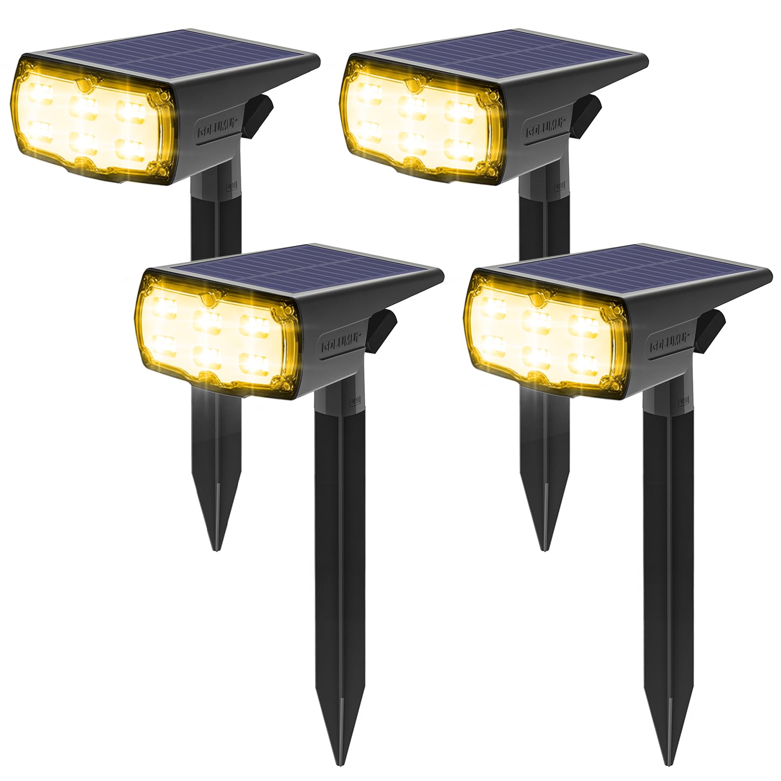 Luci Solari da Esterno, 36 LED Faretti Solari da Giardino, Cortile, Sentiero, Piscina e Campeggio Impermeabile IP67 (Bianco Caldo, 4)