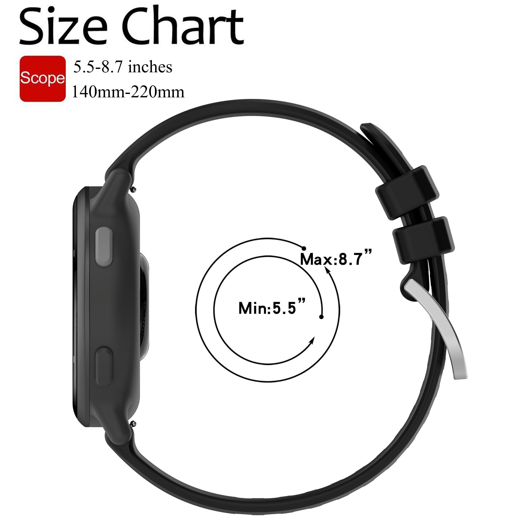 Bracelet pour Garmin Vivoactive 5, bracelet de rechange en silicone souple pour Garmin Vivoactive 6/Forerunner 55/Forerunner 165 (pas de tracker, bracelets de rechange uniquement)