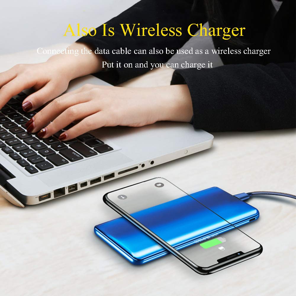 Bateria Externa Wireless 10000mAh Power Bank Cargador Inalámbrico Rápido con Doble USB y Entrada Doble Compatible para iPhone XR/XS/X/8/8 Plus y Todos Móviles con QI