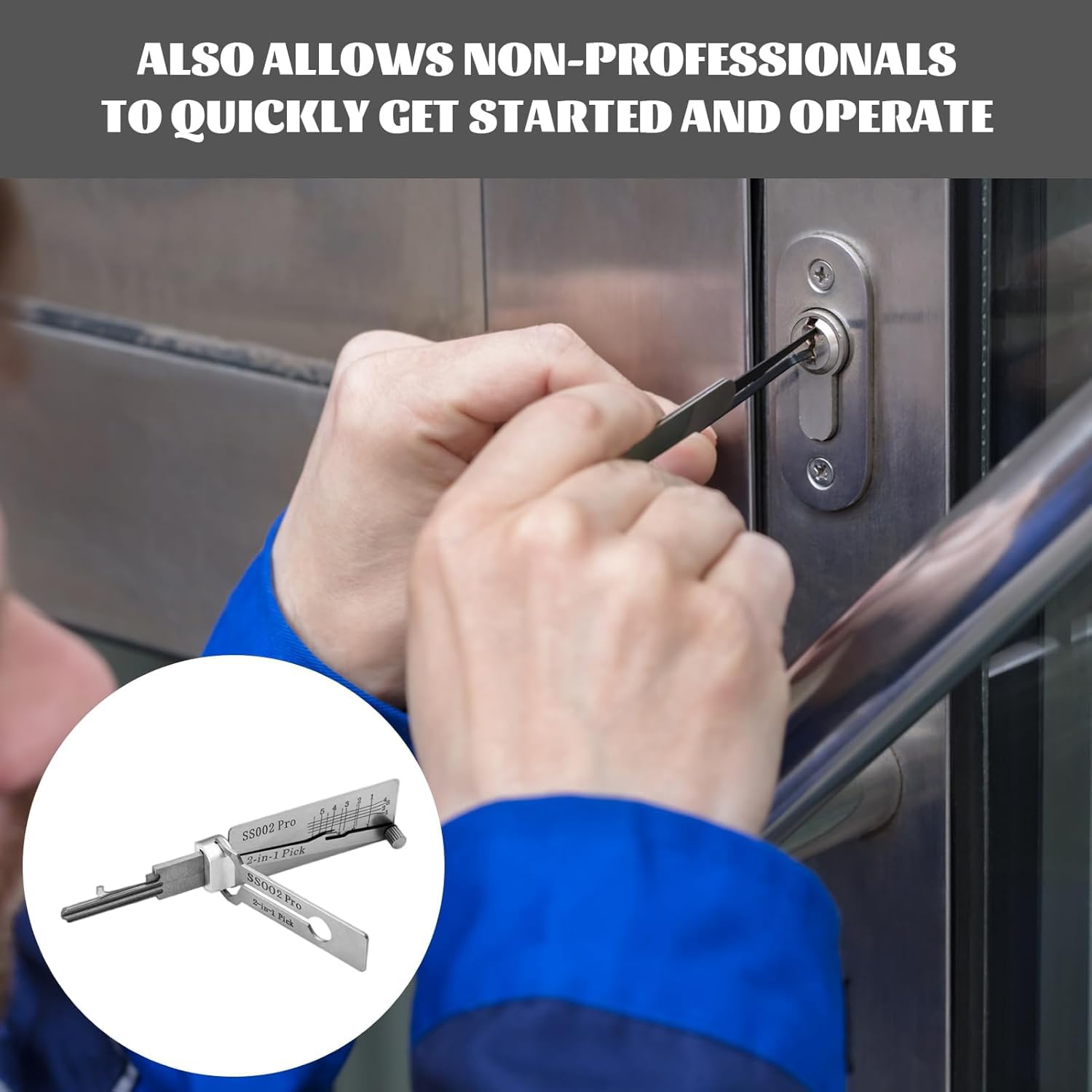 Strumenti 2-in-1 per scassinare e decodifica serrature Strumenti in acciaio inox per fabbro che permettono la decodifica e lo sblocco con un solo utensile (M1/MS2)