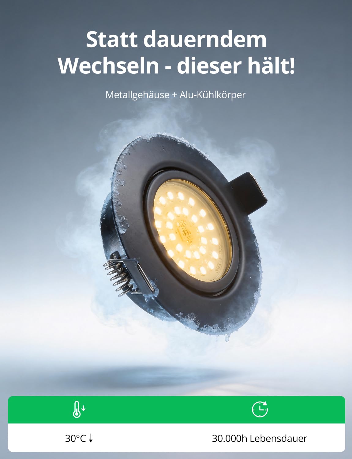 BOJIM Einbaustrahler LED 230V Schwarz Dimmbar 5.5W 650lm 68-80mm 10er Set