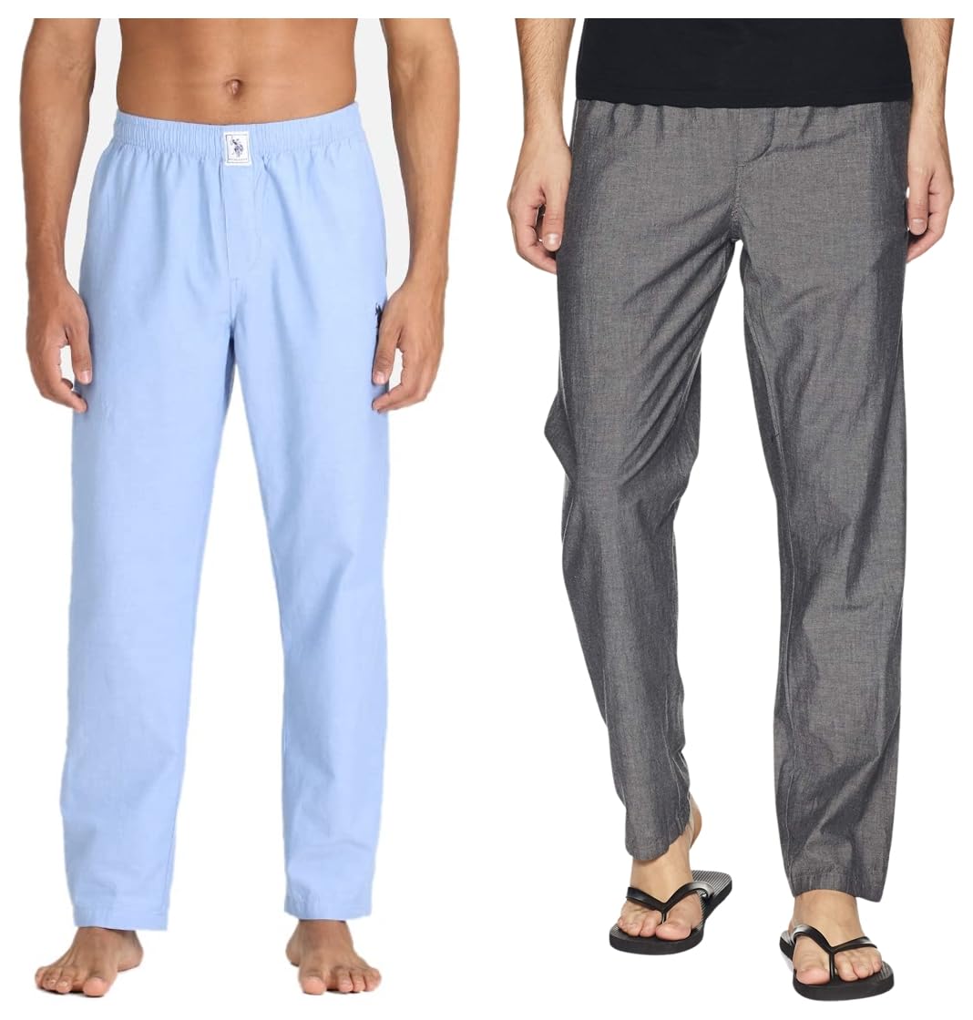 u.s. polo assn. Men Comfort Fit Solid Cotton I658 Casual Style Lounge Bottom Pants () (Pack of 2),Small,Blue-picture-32