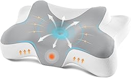 DONAMA cuscino cervicale per dormire, cuscino ergonomico cervicale per Dormitori Laterali, Supini e Proni con Federa Sfoderabile e Lavabile (Grigio chiaro, 66x37x13 cm)
