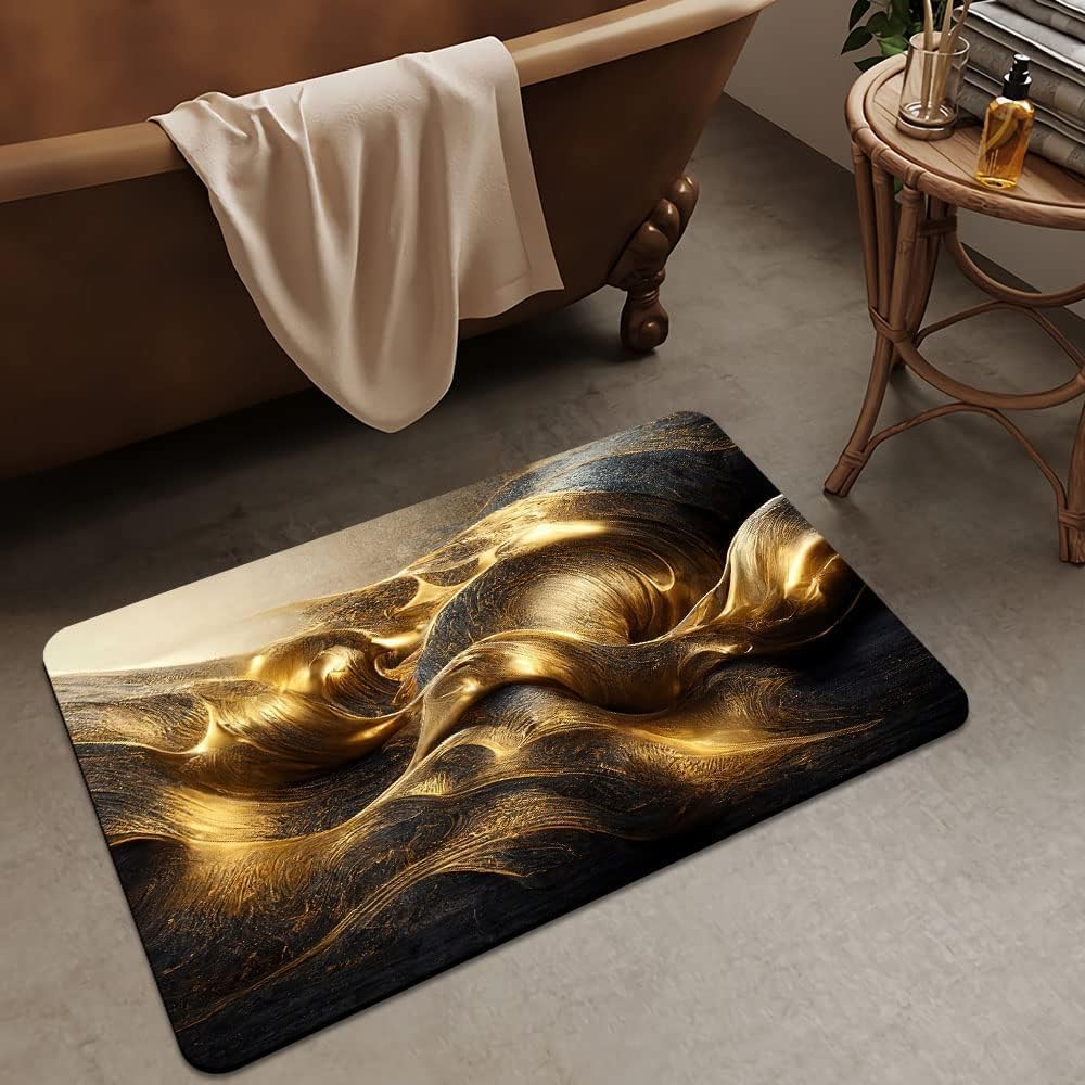 FIGMENT 3D Anti-Slip Water Absorbent Bathroom Mat | Quick Dry Rectangular Bath Mat for Home, Kitchen Doorway, Office & Entryway Use | Soft, Odour-Free & Easy Clean Floor Mat (60x40 cm) 1