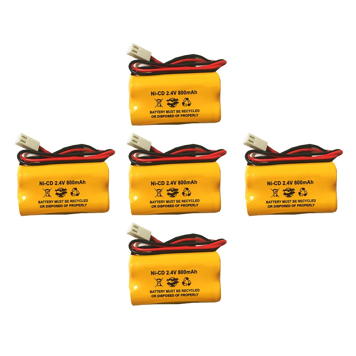 Battery Hawk LLC (5 pack) 12-790 CUSTOM-7 Dual-Lite 0120822-E 12-822 Atlight 100003A097 Lithonia Chloride 100-003-A093 100-003-A095 2.4v 800mah NiCad Pack Replacement Exit Sign Emergency Light