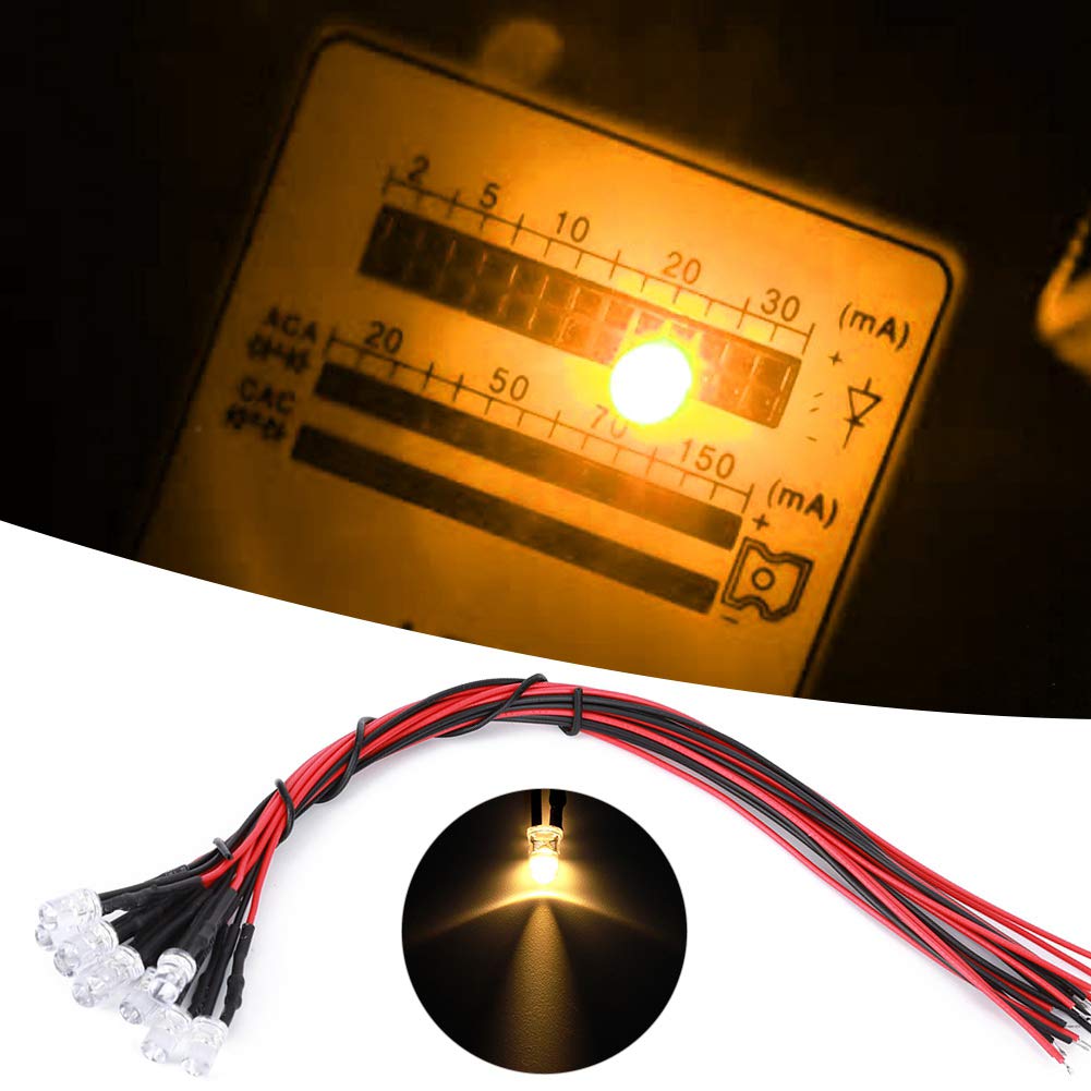 5 Lampadine LED 5mm Precablato Con Filo 20cm - Diodi Emettitori Luce Per Hobbistica