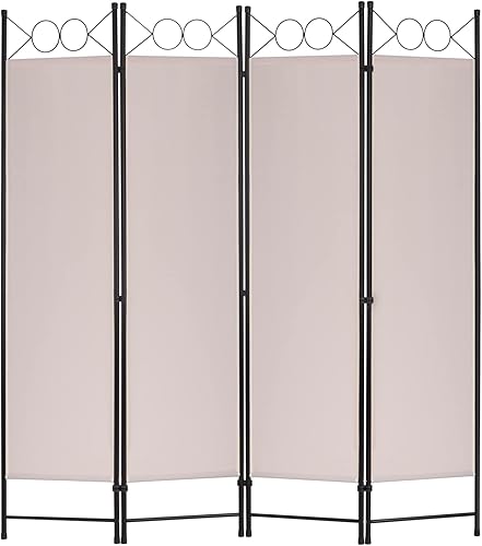 Divisor de habitación plegable de 4 paneles de 68 pulgadas de alto, marco de acero plegable, divisor de privacidad independiente, divisor de