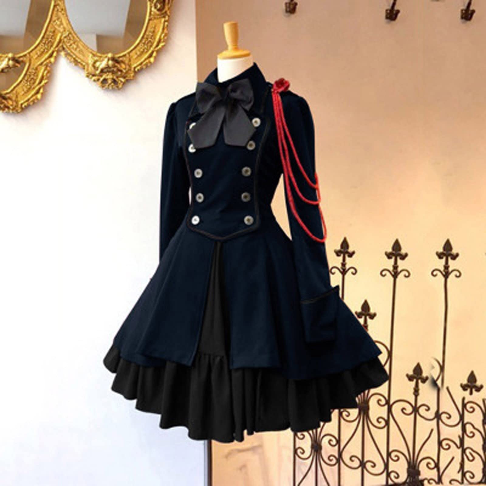 Renaissance Damen Kleid Mittelalter Kostüme Trompetenärmel Retro Kleid | Gothic Kleidung, Swing Kleider, Corsagenkleid, Steampunk Maxikleid, Viktorianisches Outfit, für Halloween Karneval Cosplay